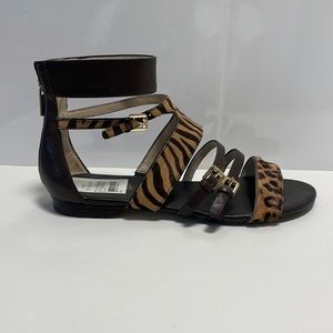Brown Michael Kors Sandals with Zebra and Leopard fur accents!